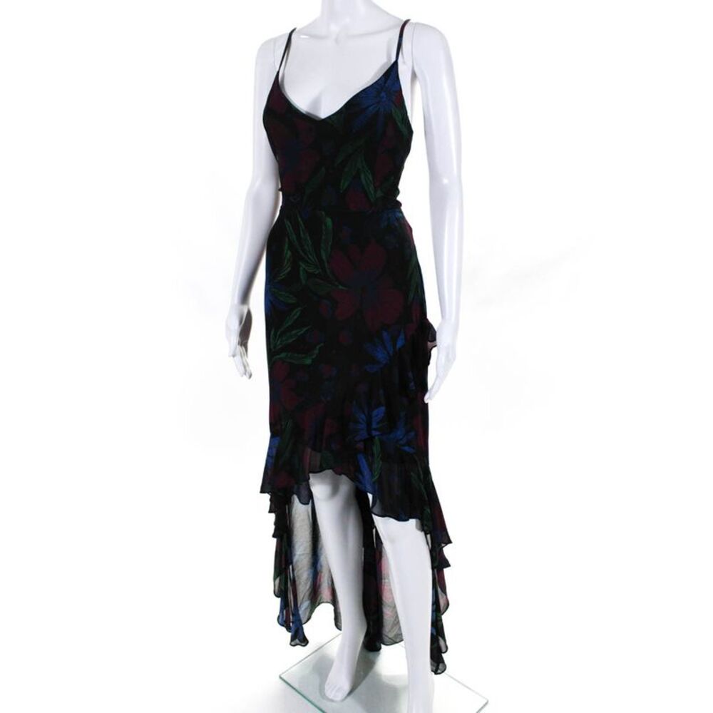 Badgley Mischka Womens Black Ruffle High Low Dress Size 8 12739312 - Picture 2 of 8
